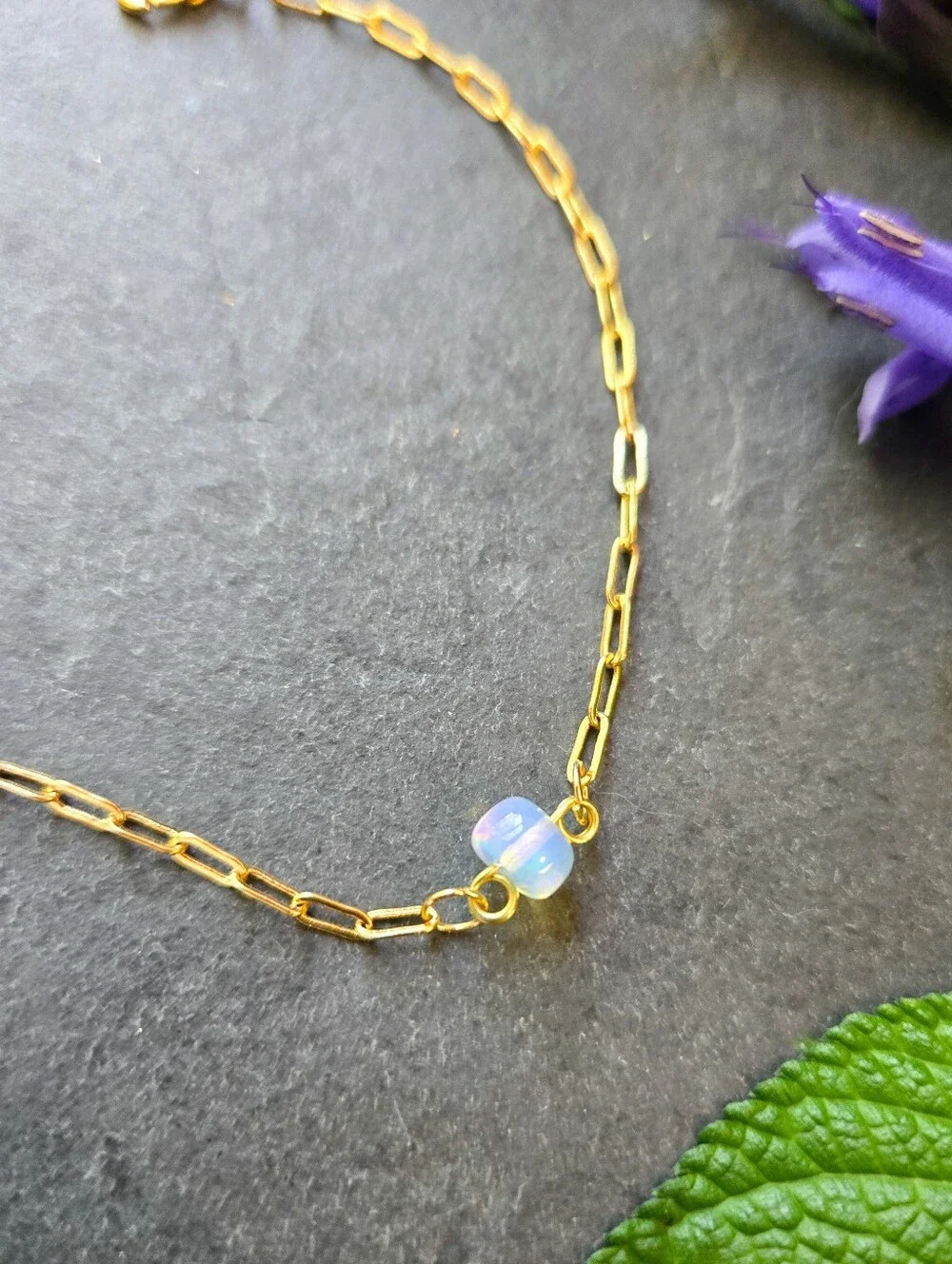 NWT Artisan-Made Welo Opal 24k Gold-Plated Paperclip Chain Bracelet